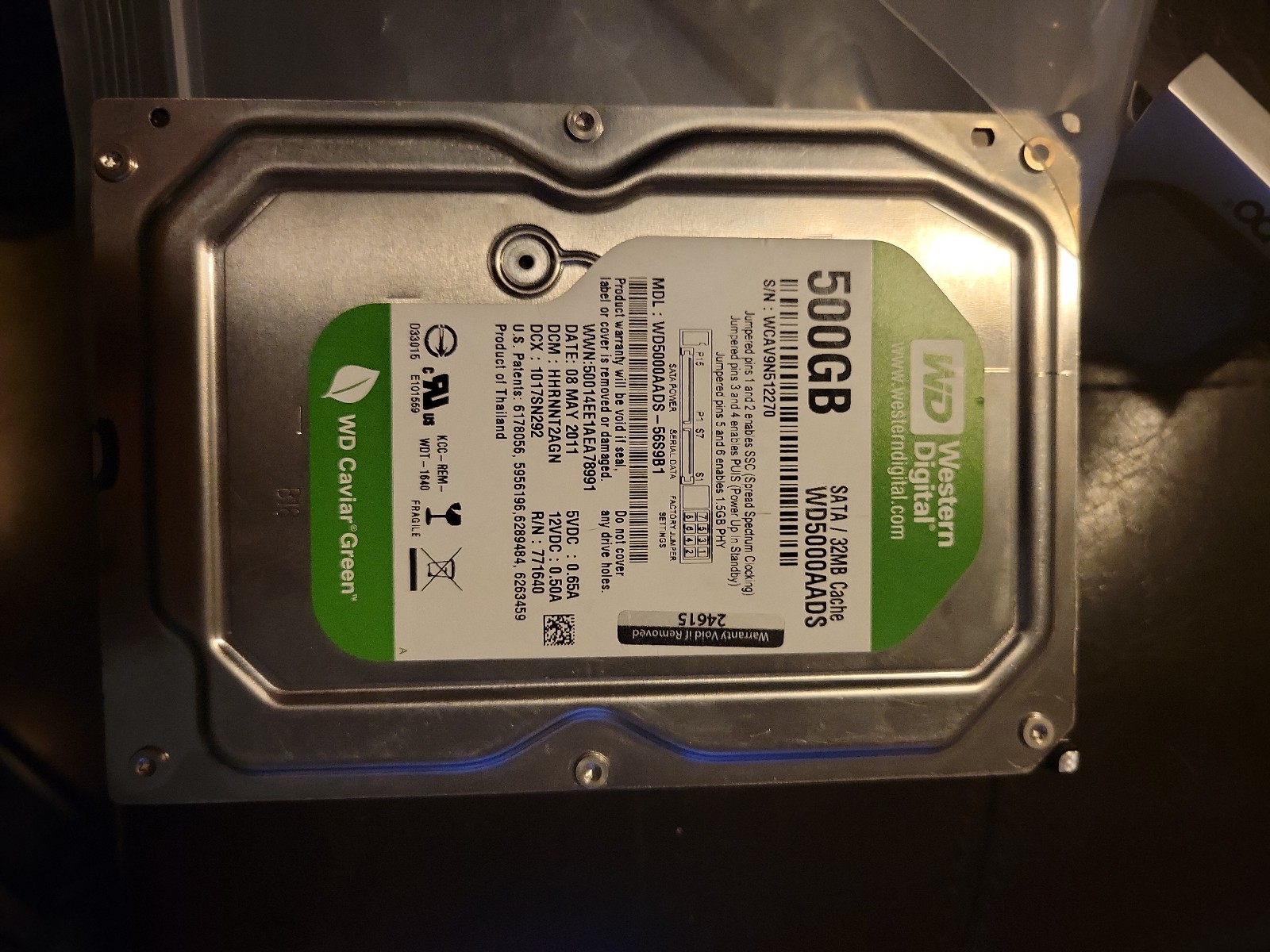 WD Western Digital Caviar Green SATA 500GB Sata 32 MB Cache WD5000AADS