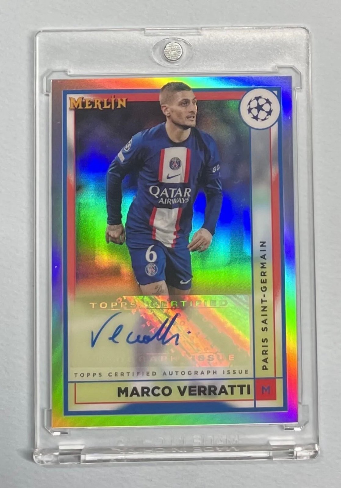 2023 TOPPS MERLIN MARCO VERRATTI REFRACTOR AUTO PSG - AL ARABI