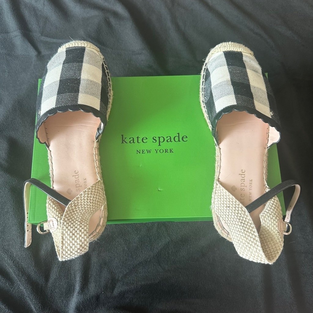 Women's kate spade Black & White Espadrille Sandals Size 7.5