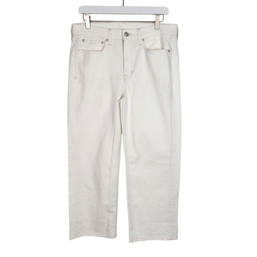 AYR Jeans Womens 30 White The Easy Easy Straight Leg Cropped Jean in Sea Salt