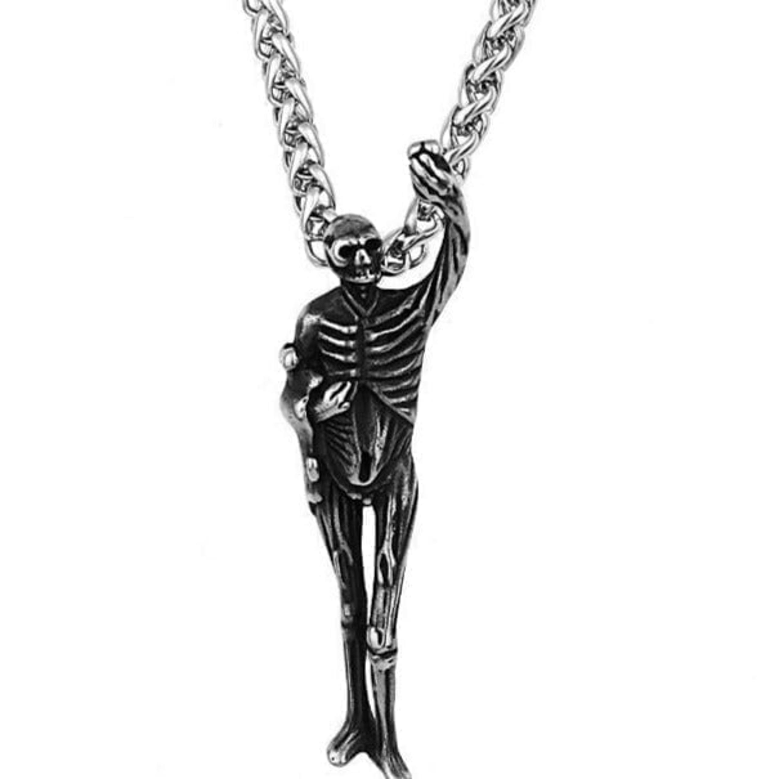 Retro Skull Praying to the Sky Stainless Steel Unisex Pendant GP1231499