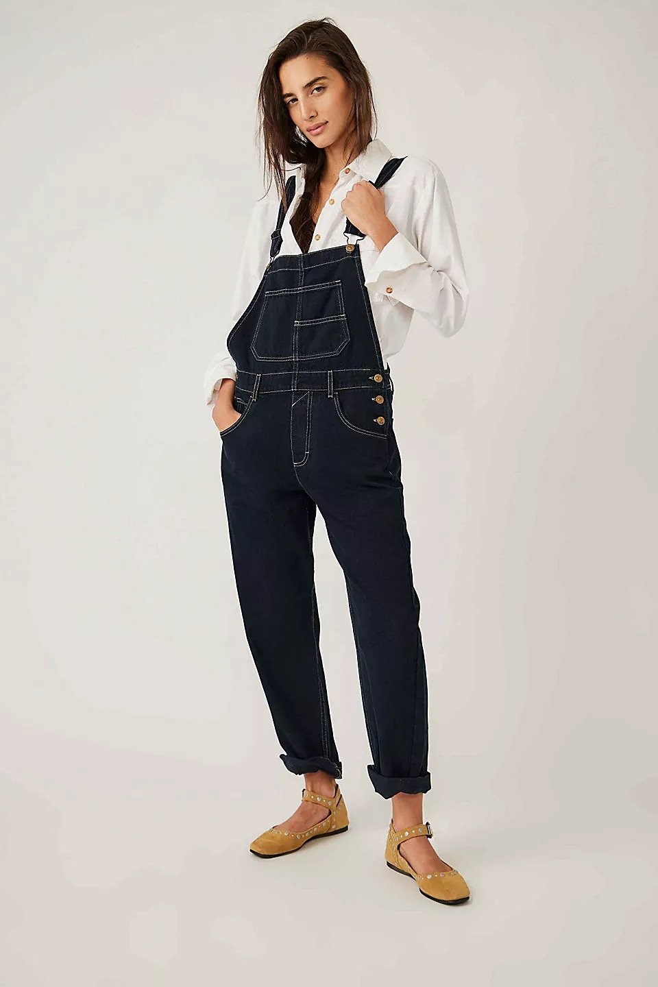 NWT free people Ziggy overalls dark rinse XS