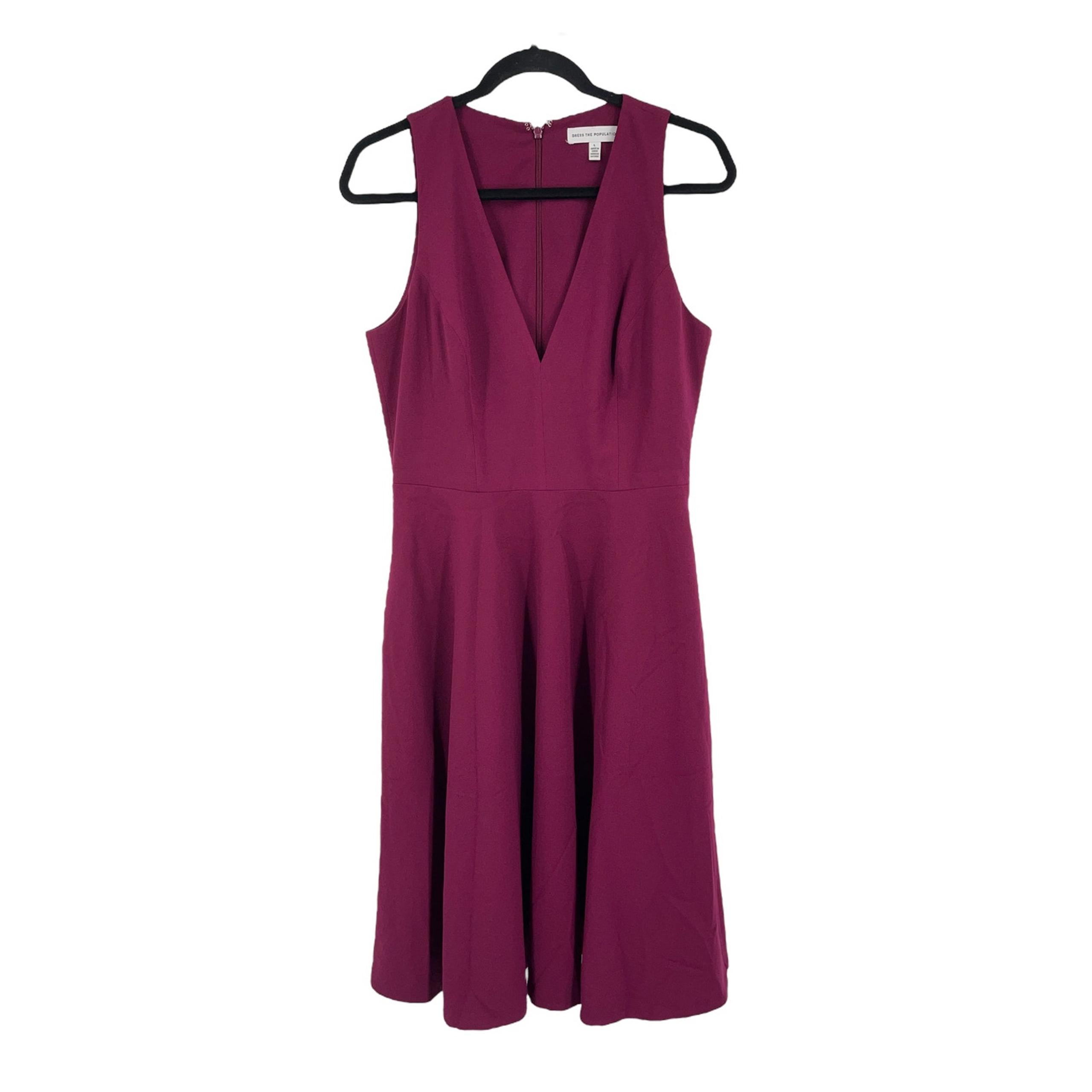Dress the Population dress red Catalina fit flare cocktail Large L