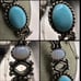 Vintage Sterling Carolyn Pollack Larimar Large Pendant with silver ballbox chain