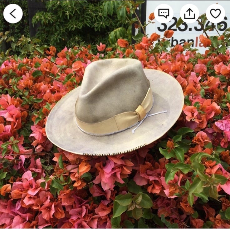 Boho celebrity hand crafted fedora festival travel hat Beaver OAK distressed