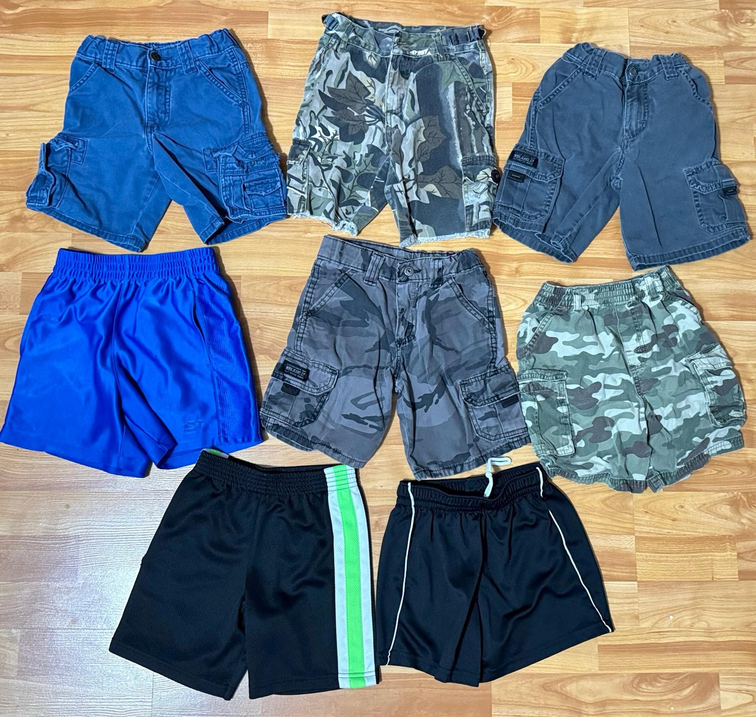 Size 4/5 Boys Summer Cargo Camo Denim Athletic Wrangler Shorts Bundle Lot of 8