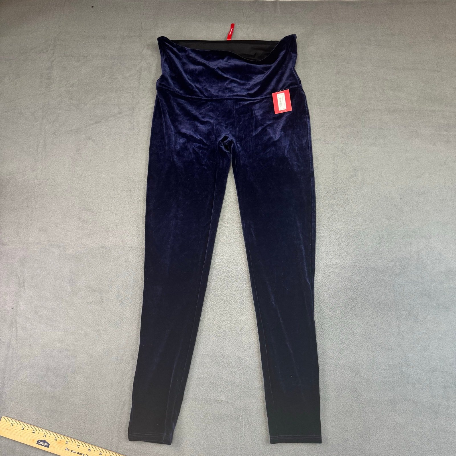 Spanx Pants Womens Blue Velvet Leggings, Stretch Comfort Shaping 2070P 1X PLUS