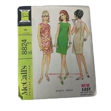 Vintage 60s McCalls 8824 Pattern Misses 10-18 Front Yoke Dress Mod Easy Cut