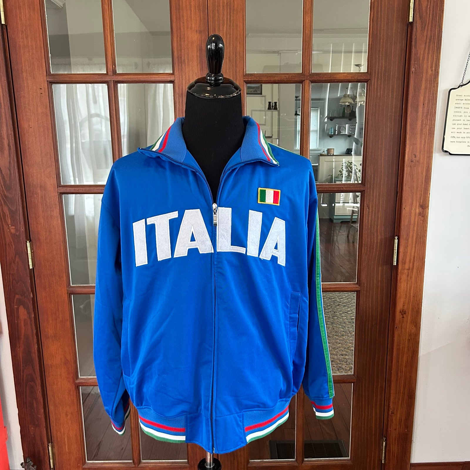 Futbol Italia Jacket Blue Sz XL Activewear Unisex Zip Pockets Italy Soccer