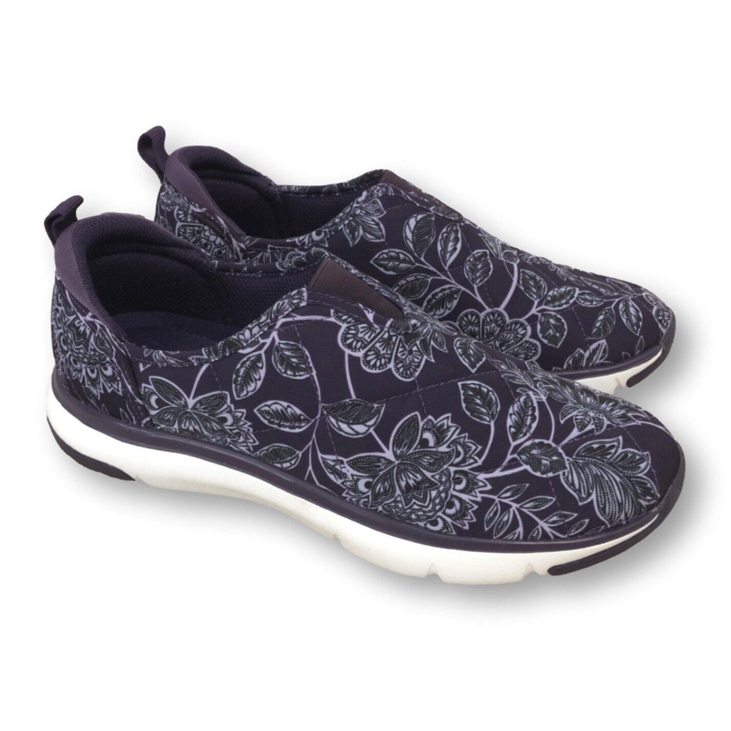 Vera Bradley VB Cloud 2 Mile Women's Slip On Purple Floral Quilted Shoes Size 8