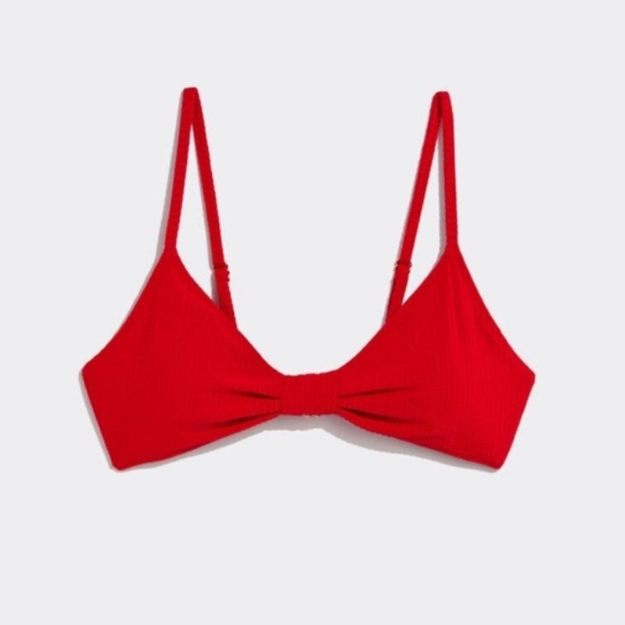 VINEYARD VINES NWT Seersucker Knot-Front Red Bikini Top Womens Large Preppy Swim