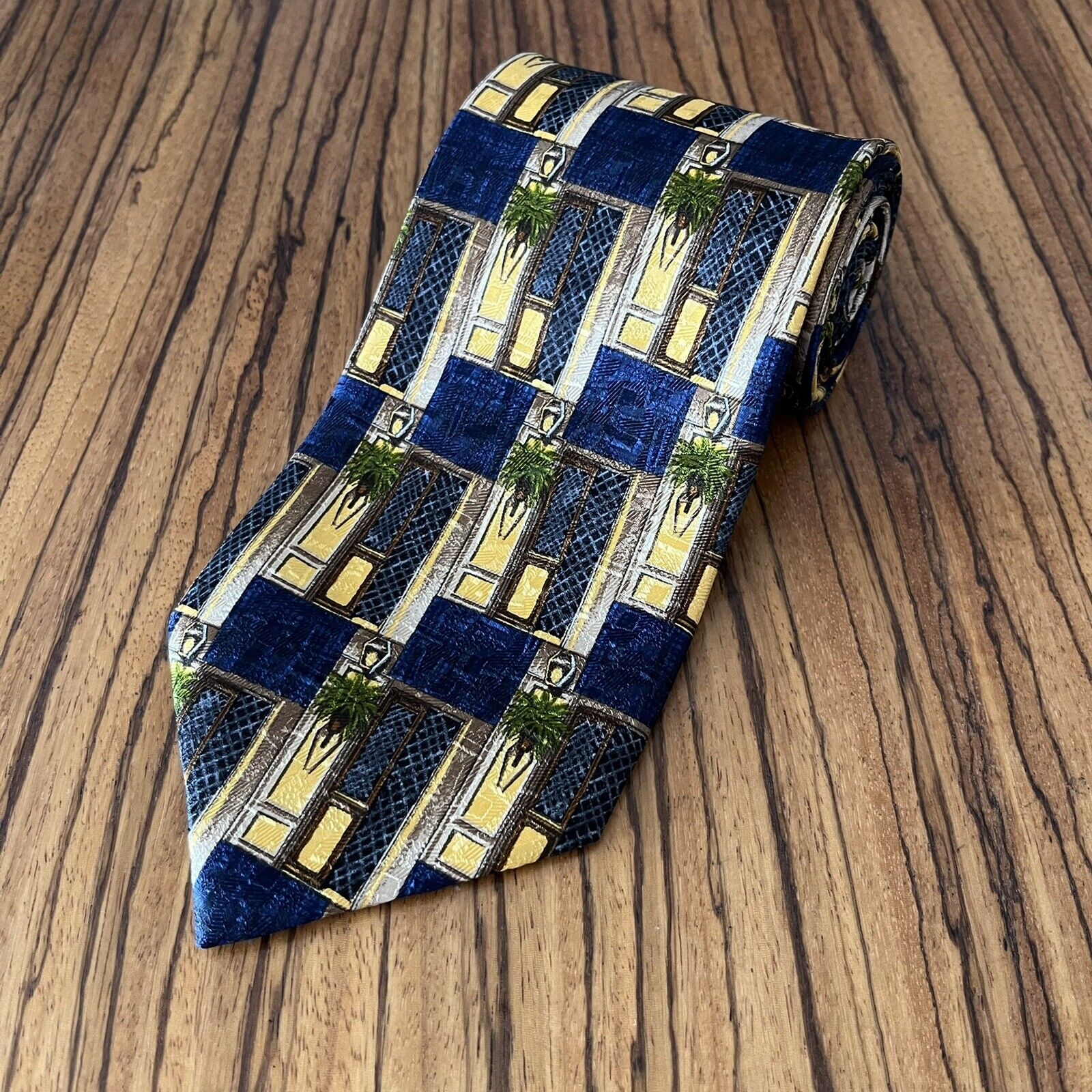 Ermenegildo Zegna Made in Italy Tie Door Hanging Ferns 100% Silk