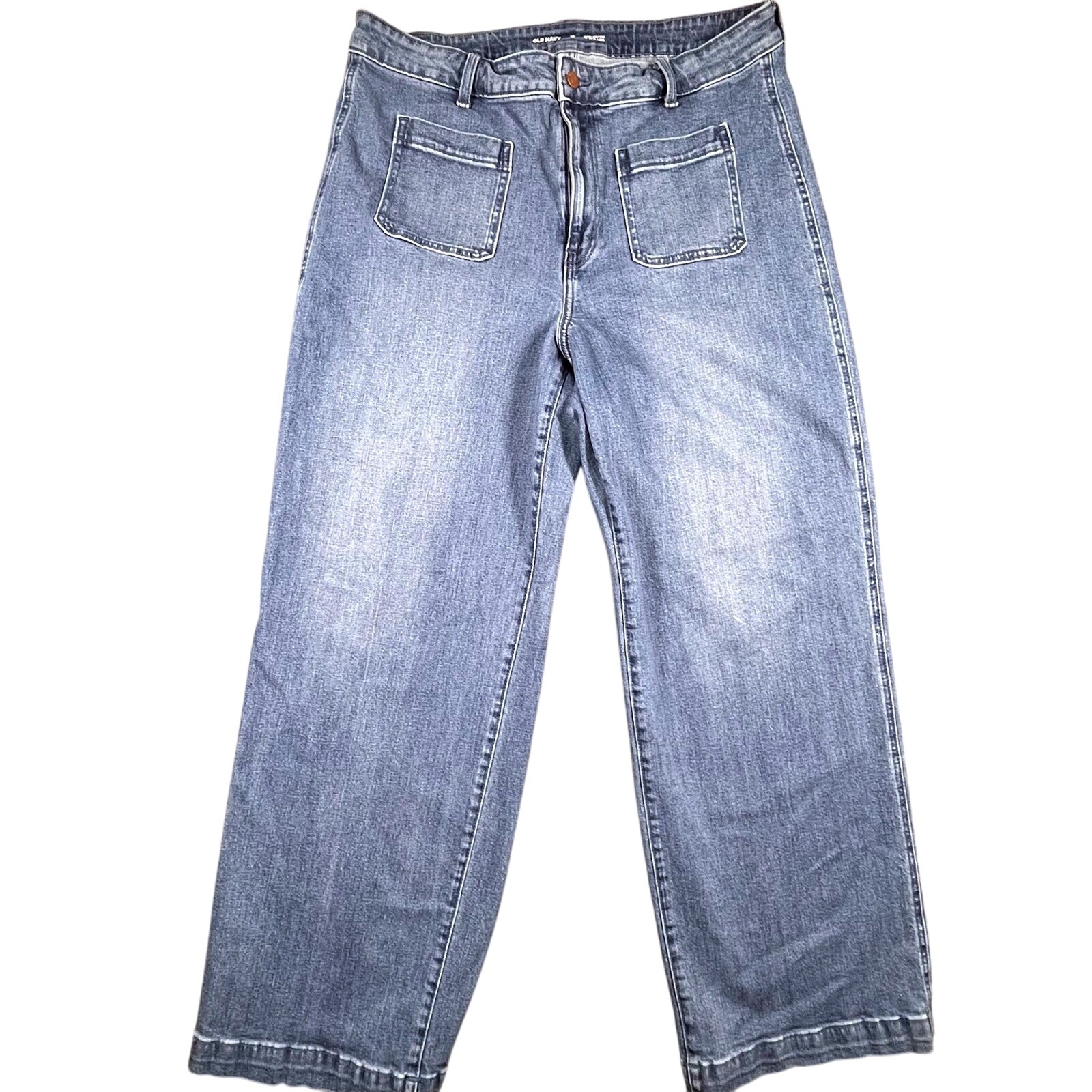 Old Navy Extra High-Rise Wide Leg Jeans Patch Pockets Tall Size 18