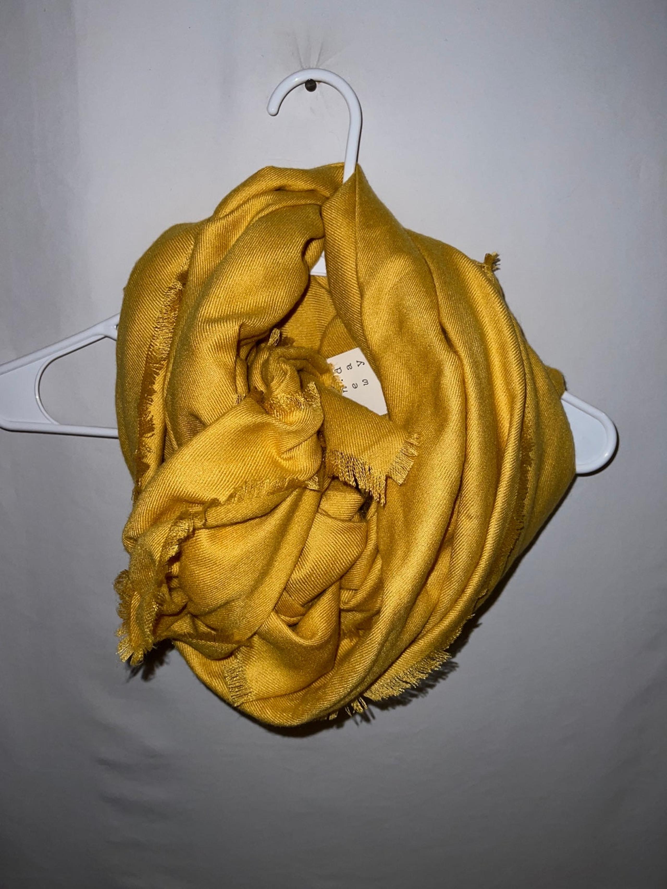 NWT ladies womens 84”x36” yellow gold rayon polyester a new day scarf