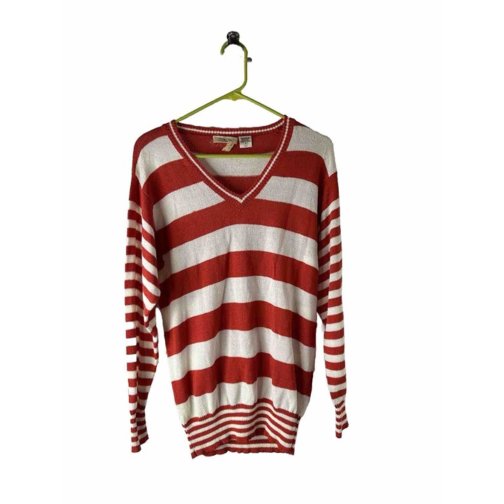 NOS VTG 80s Womens Large Striped Color Block Lightweight Knit Sweater Preppy