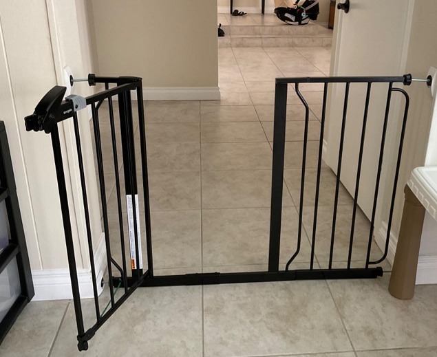 New Easy Step 49-Inch Extra Wide Baby Gate, Includes 4-Inch and 12-Inch