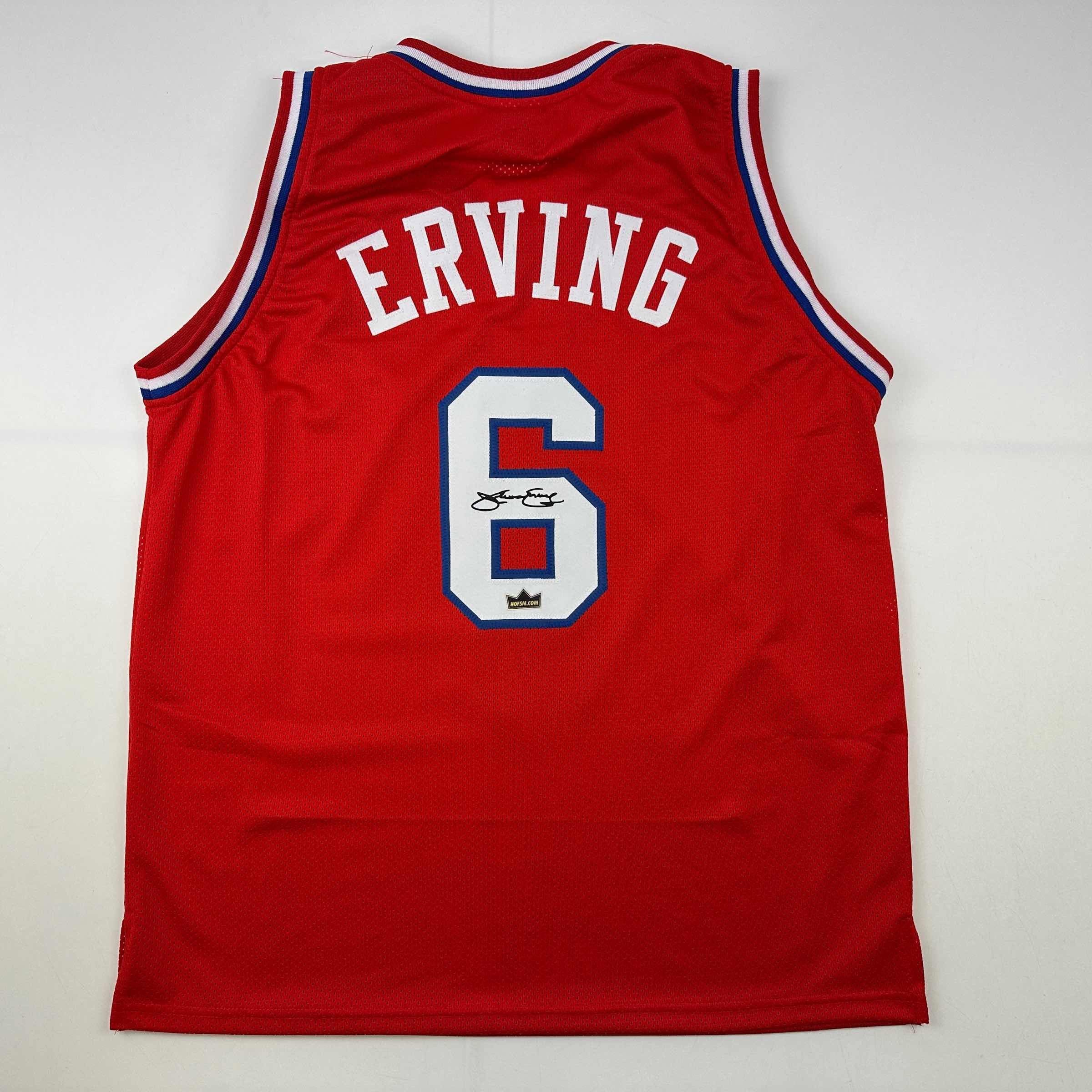 Facsimile Autographed Julius Dr. J Erving Philadelphia Red Auto Jersey Size Me