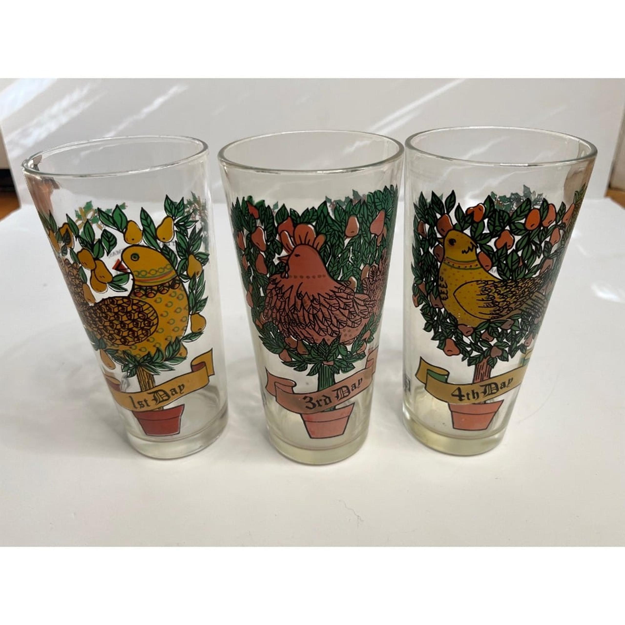 Vintage 70s Pepsi Twelve Days of Christmas Drinking Glasses Day 1,3,4