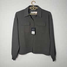 NWT BYLT Serene Shacket Premium Long Sleeve Button Up Sz Small Ash Company Logo