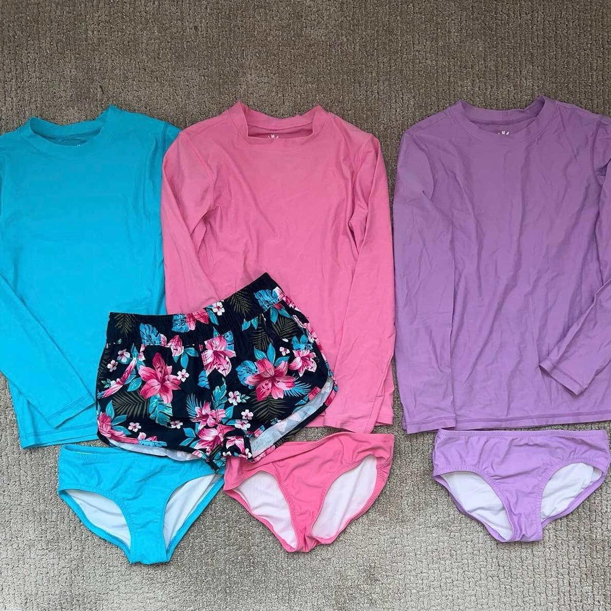 Primary Swim Bundle Rash Guards Bottoms and Kanu Board Shorts Lot 8/10 9Y