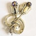 Vintage Sarah Cov Signed Gold AB Rhinestone Bracelet Brooch Earrings 3pc Set