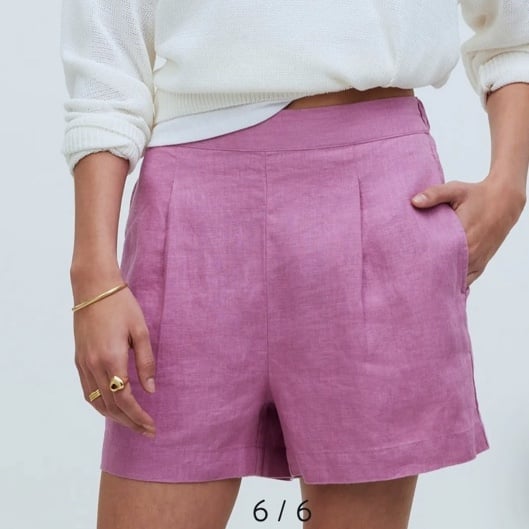 NWT Madewell Clean Linen Pull-On Shorts Women’s Small Shaded Pink Lightweight