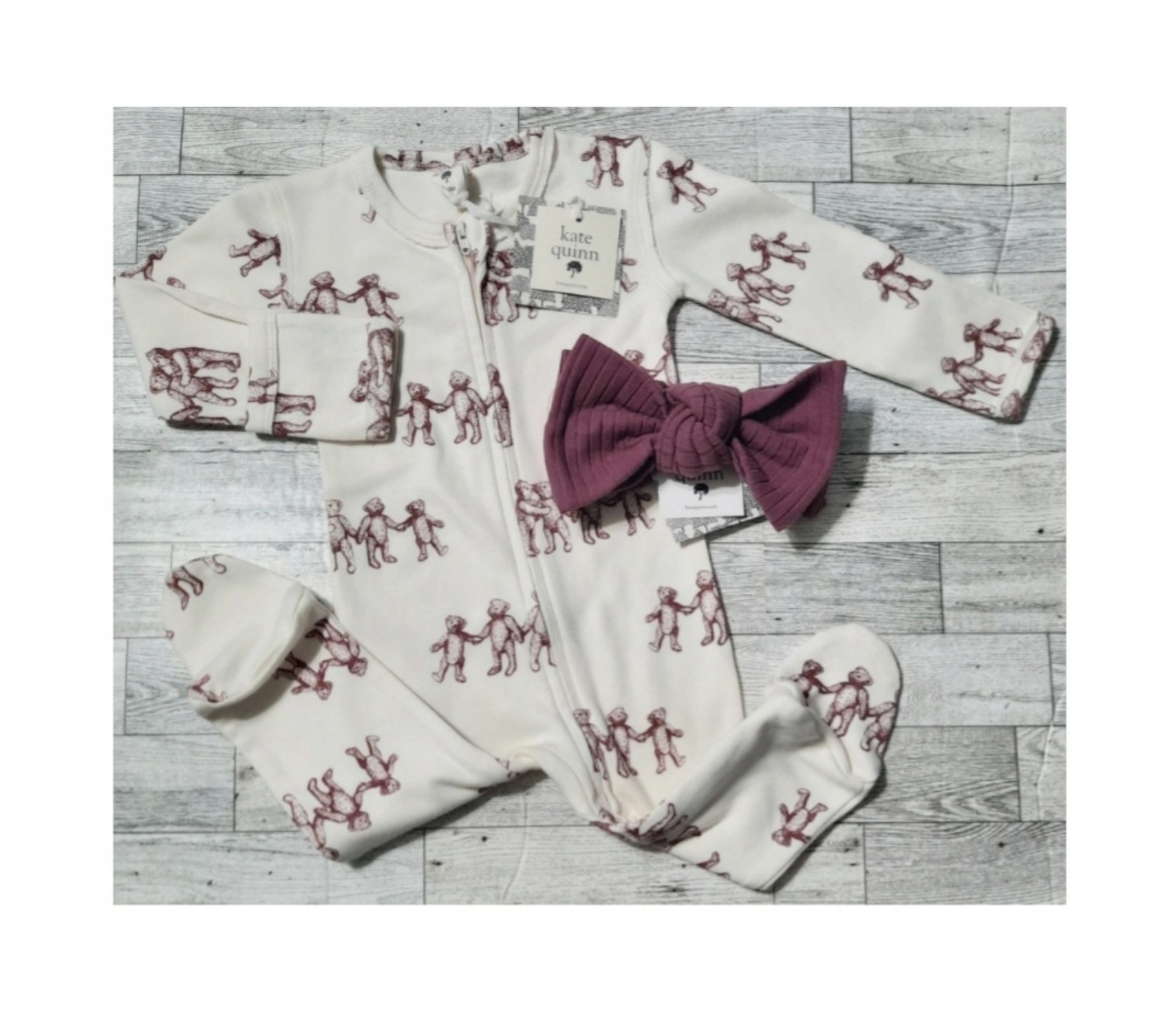 Kate Quinn Teddy Bears Footie Set 6-9M