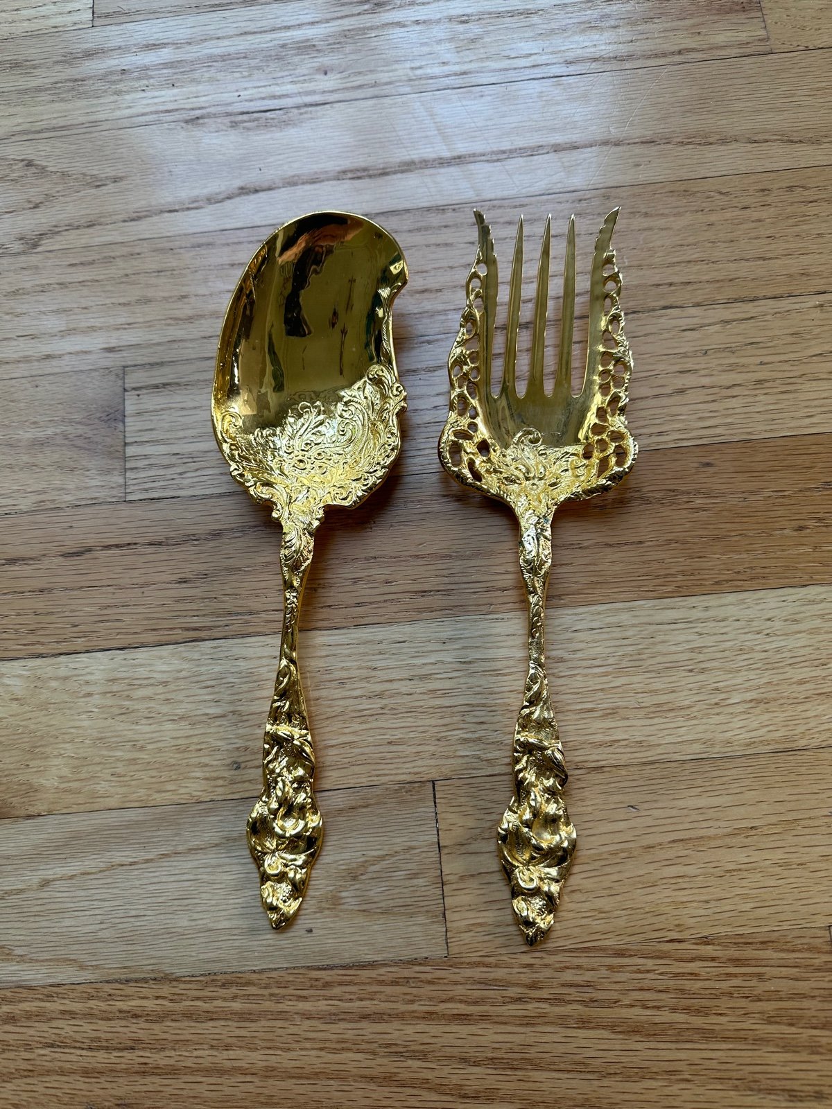 Vintage serving spoon and fork set