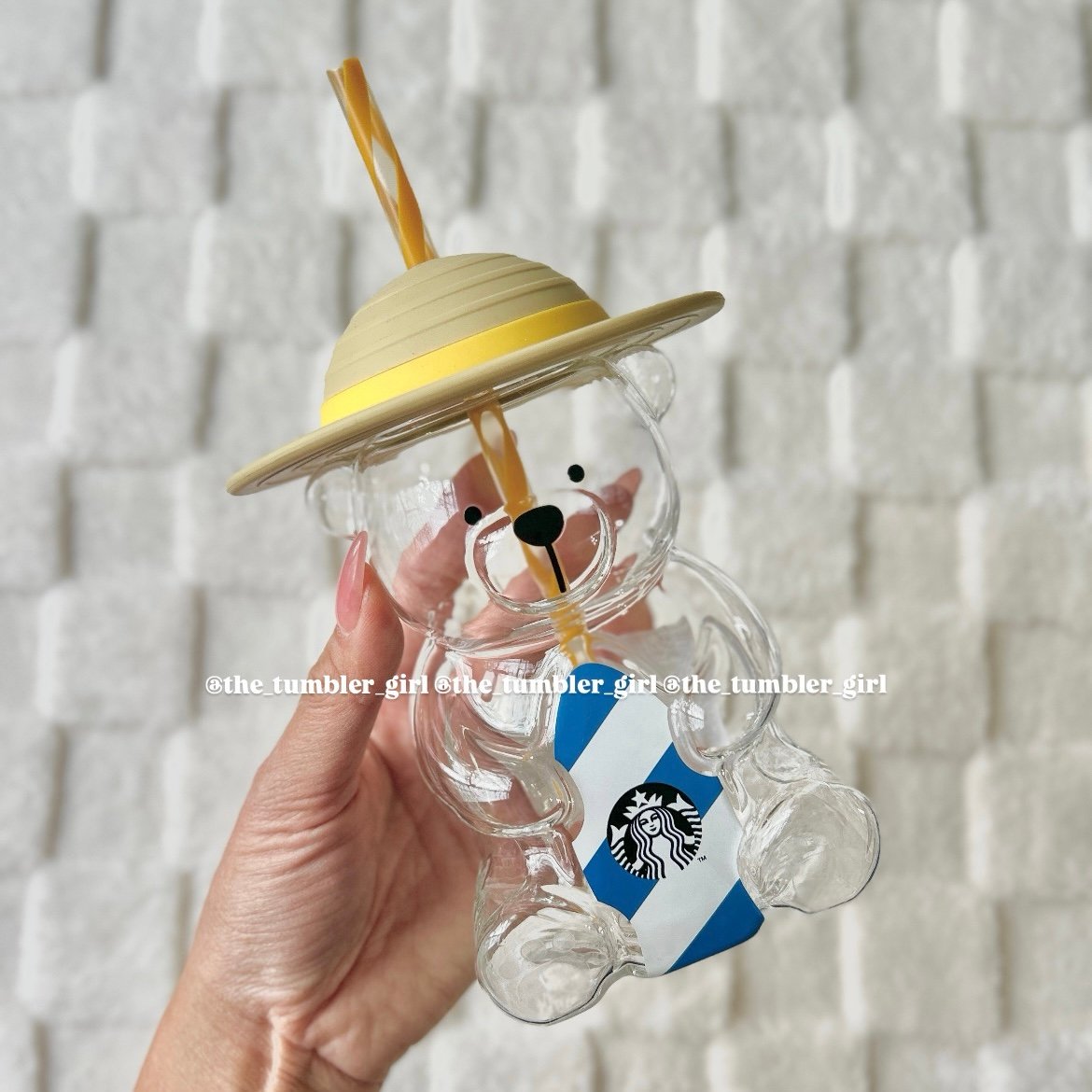Starbucks Korea Exclusive 2022 Bearista Surfing Bear 16oz Glass Cup