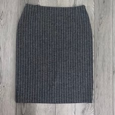 Escada Women Size 40 Wool Gray Pinstrip Pencil Straight Skirt Office Modern Work