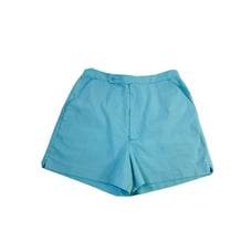 Vintage 70s Womens 15/16 Flat Front High Rise Pin Up Shorts Blue USA