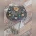 Metal clutch with multicolor stones decor.Vintage Sajai crossbody bag.