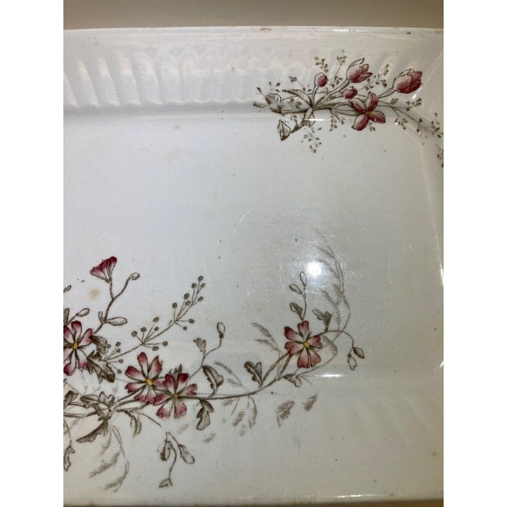 Wedgwood Dianthus Floral Platter 1880's Antique 12 x 8.5 shops Inches