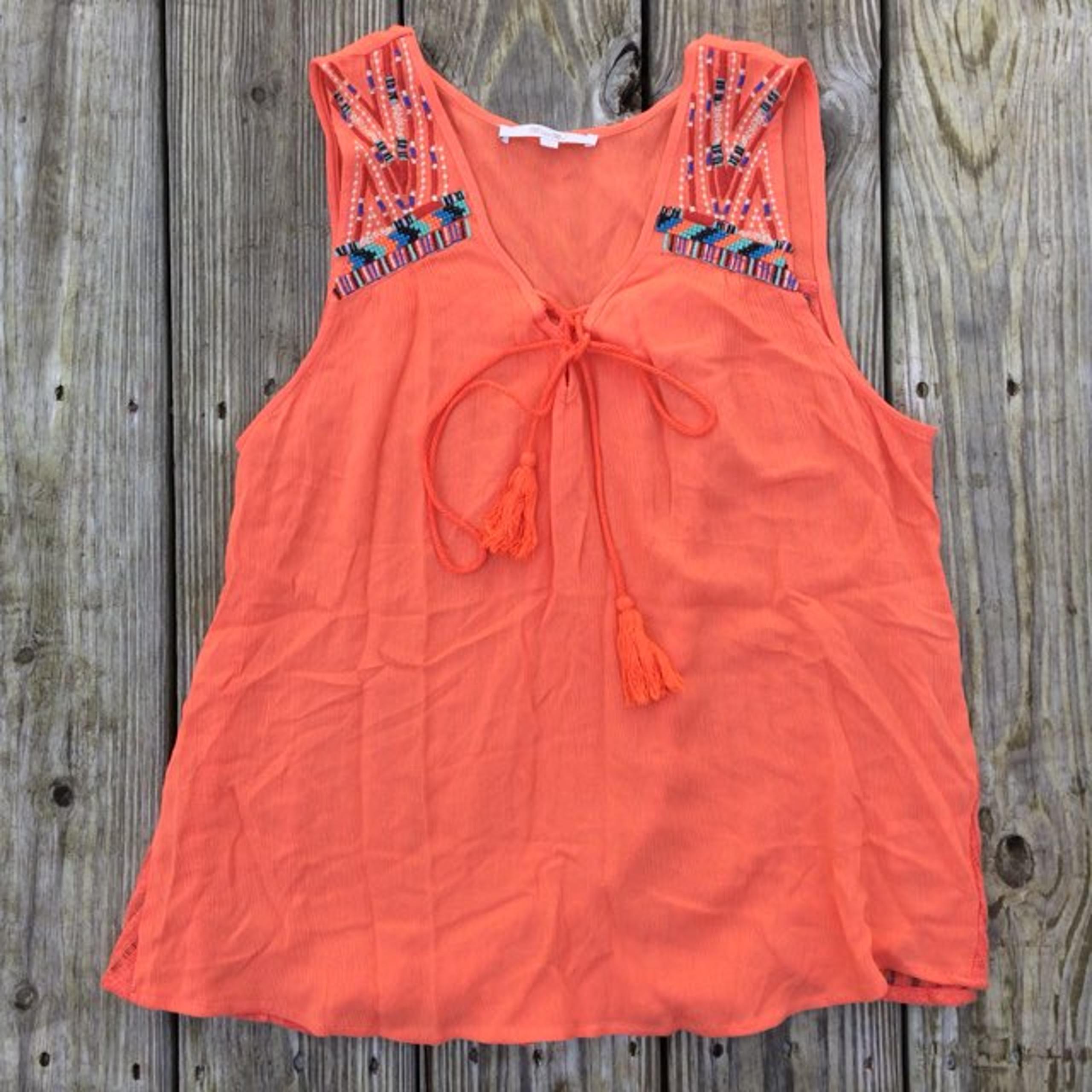 Miss Me Orange Tank Top Small