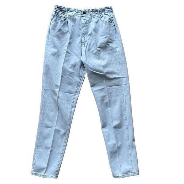 Vintage Lee Jeans Womens Medium Ultra Light Wash Elastic Waist Super High Rise