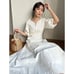 anuans✨ Heart Neck Cotton Mermaid Dress Ivory