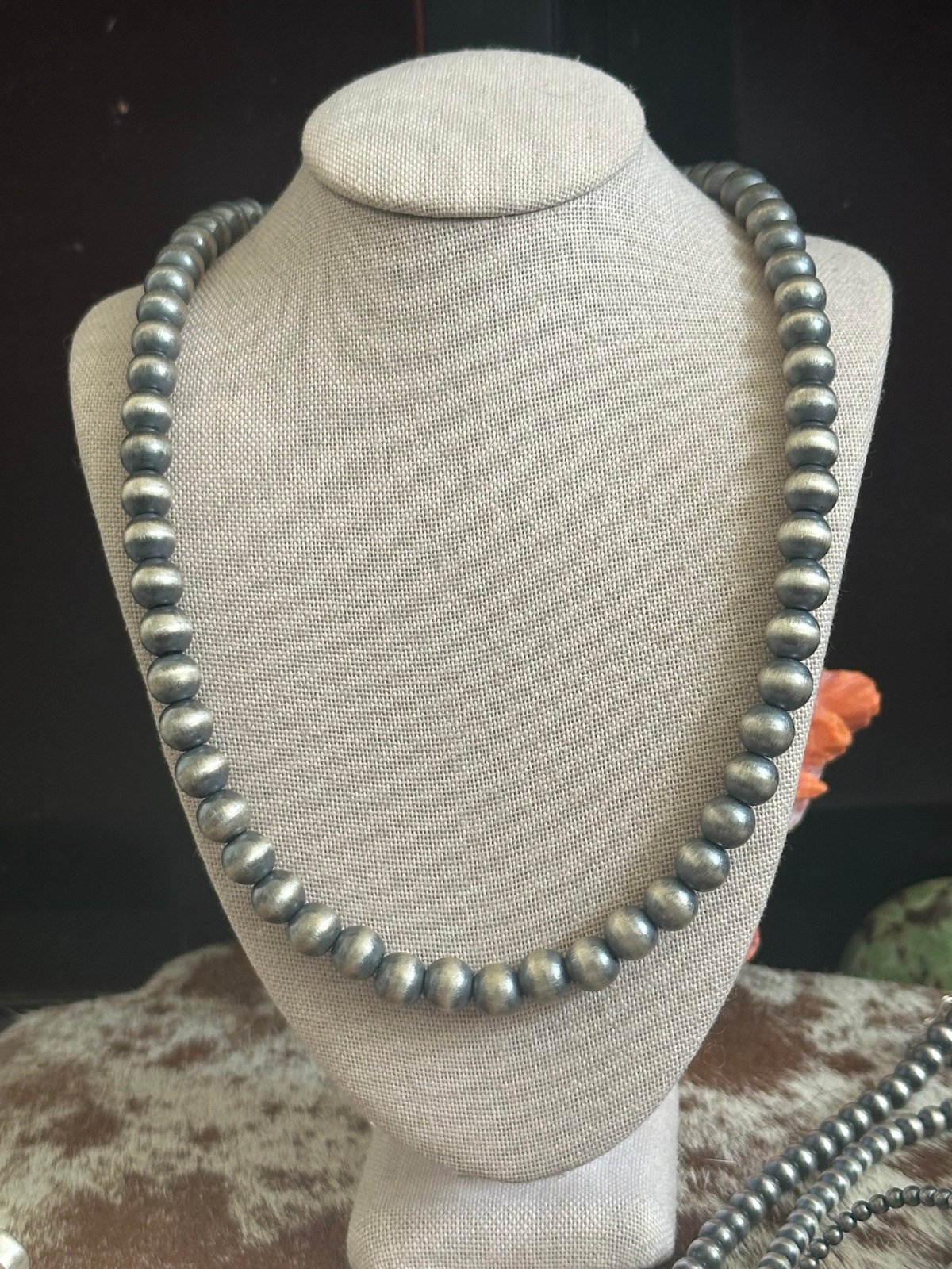 10mm Sterling Pearl Bead 18-20 inch sterling silver necklace
