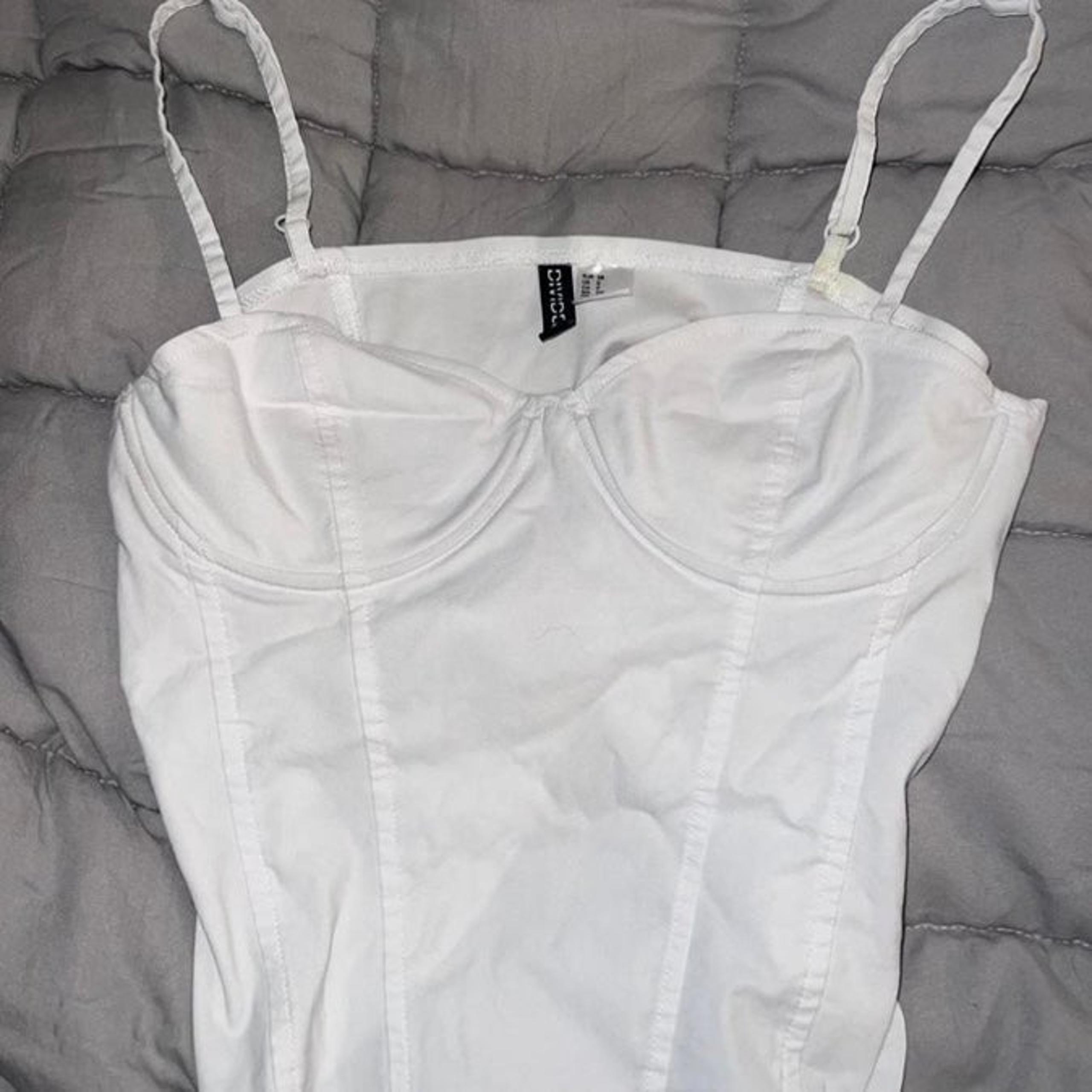 H&M white bustier top corset like