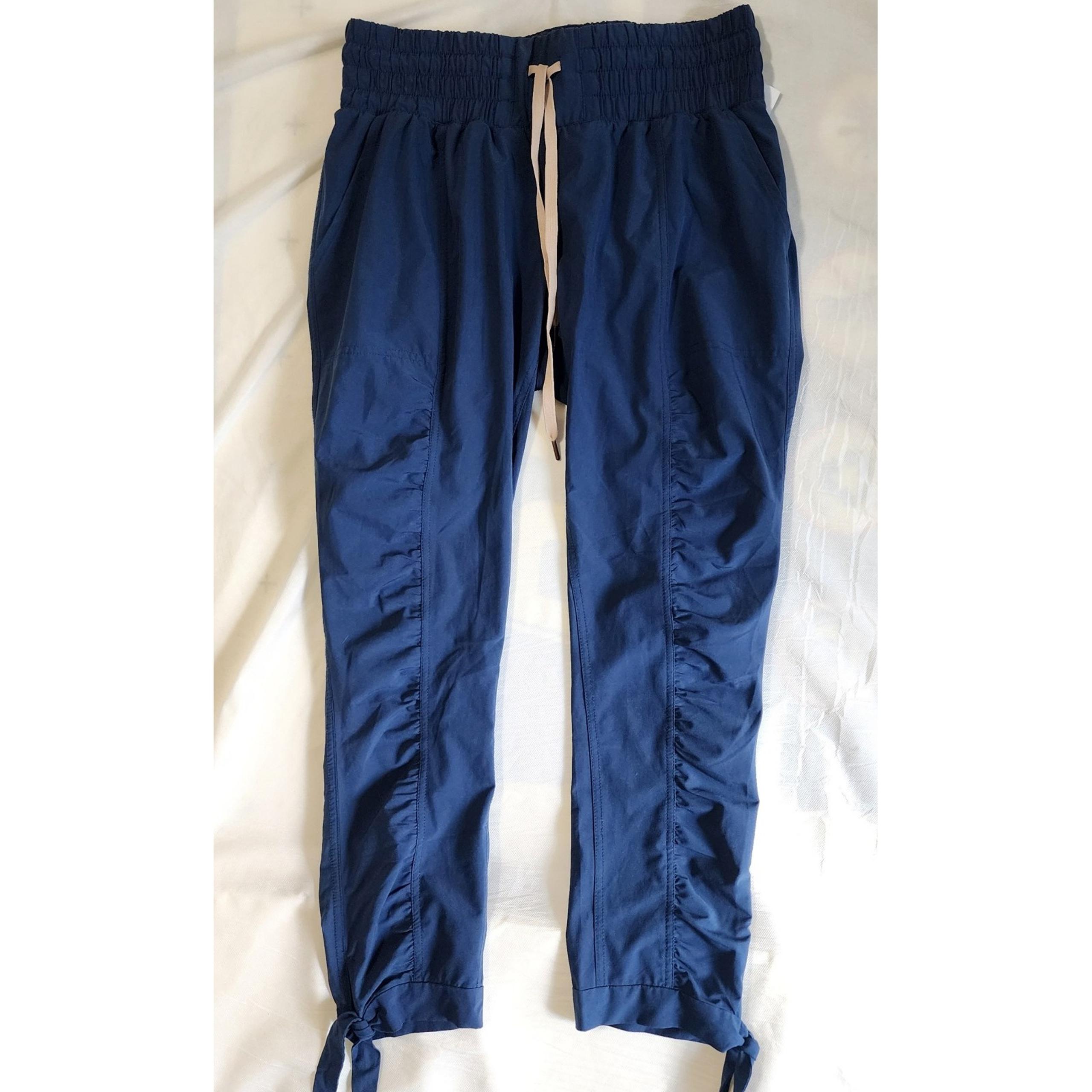 Prana Bindu Pants Women Size S Blue Cropped Tie Bottoms Hiking Dancing Camping