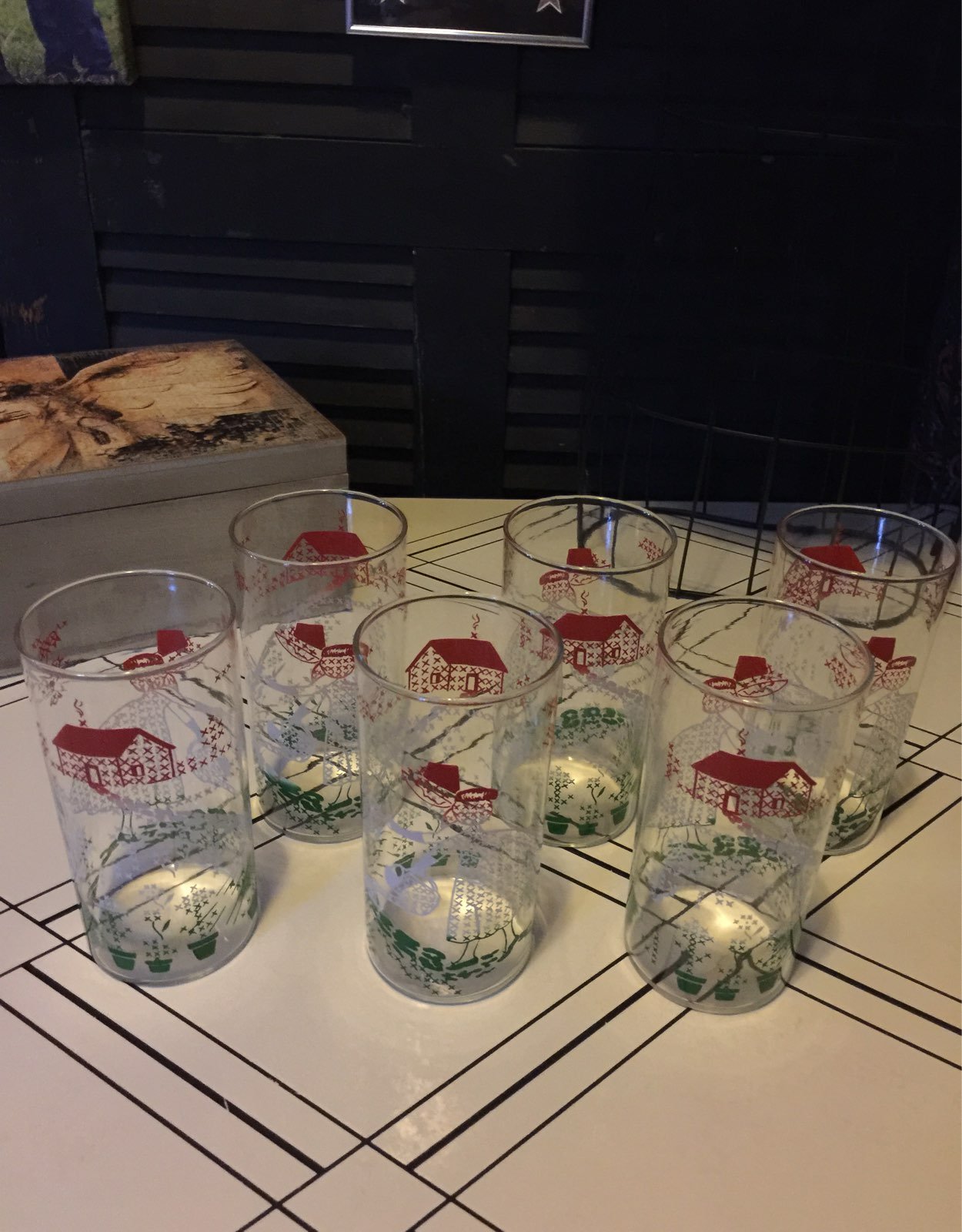 GLASS SET GARDEN VINTAGE