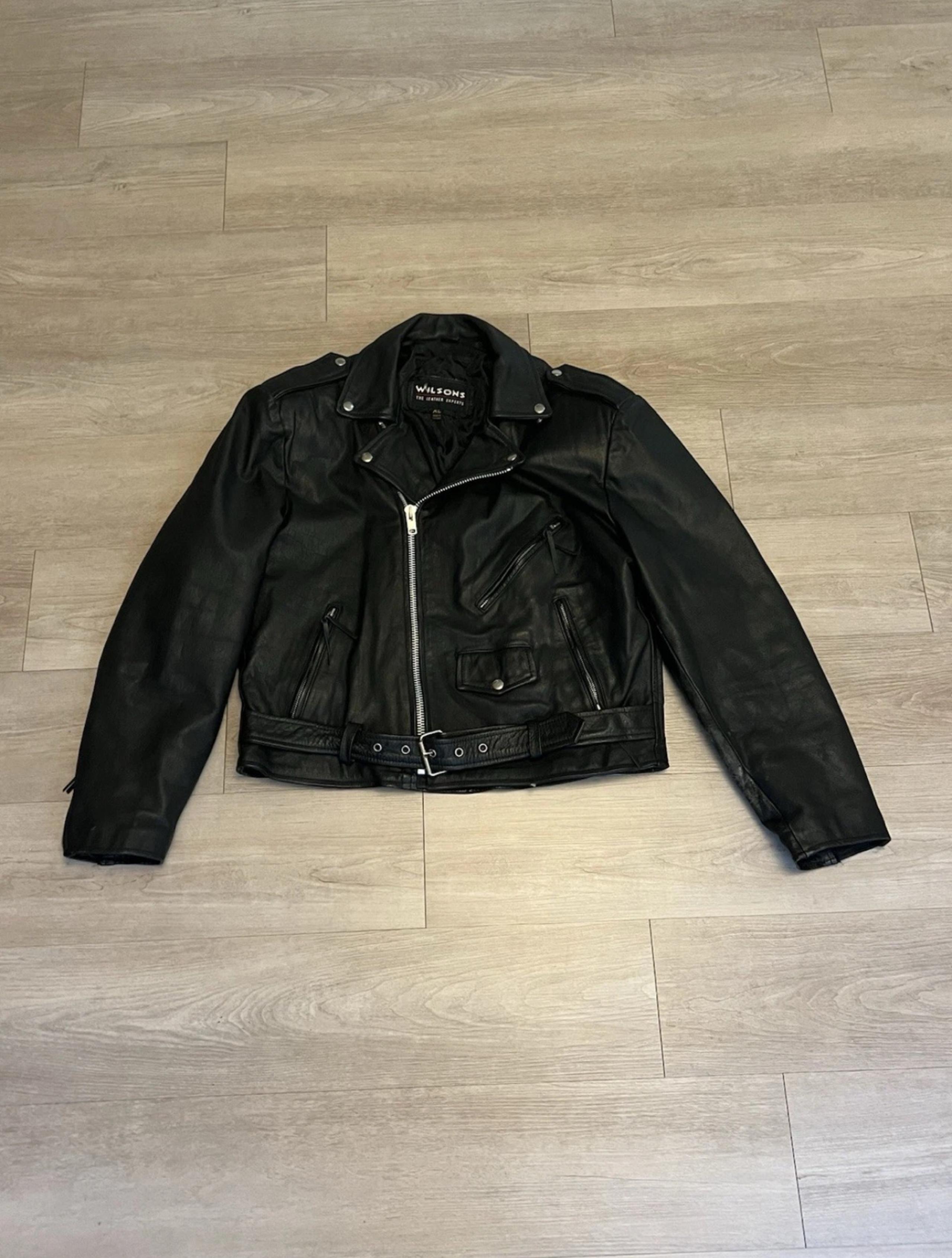 Vintage 90s Wilsons Leather Moto Biker Motorcycle Jacket 
Men’s Size XL