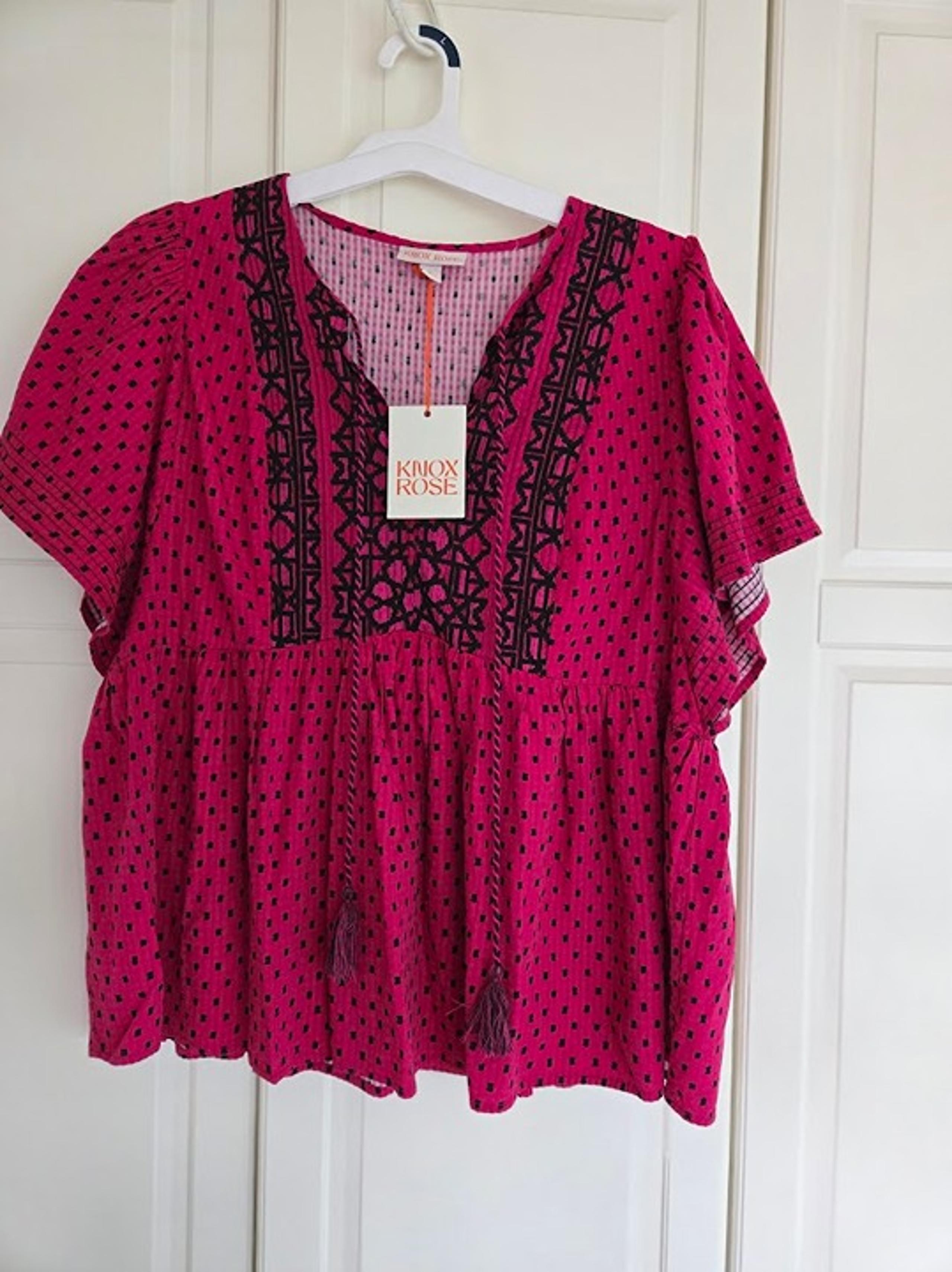 Knox Rose Short Sleeve Flutter Sleeve Top - Pink - Womens XL - NEW