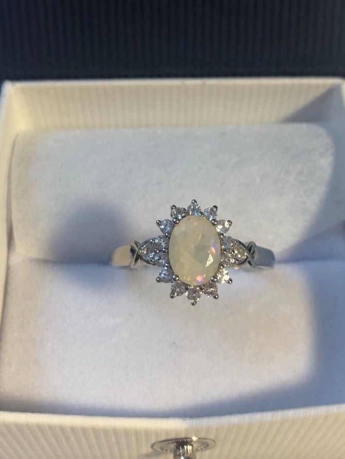 NIB sz 10 Natural Ethiopian Opal Sterling Silver designer ring
