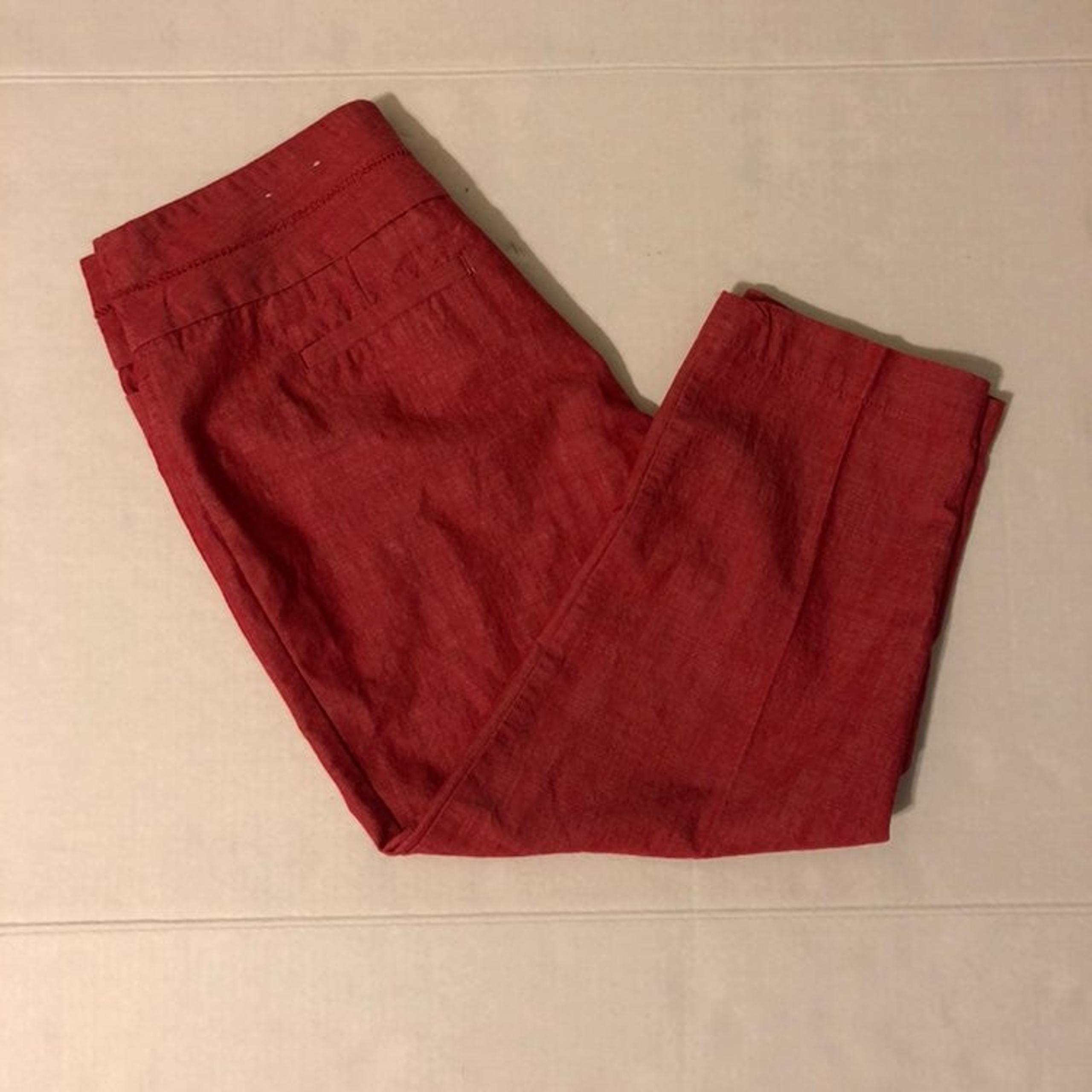 Red Chambray Cropped Pants - Cato