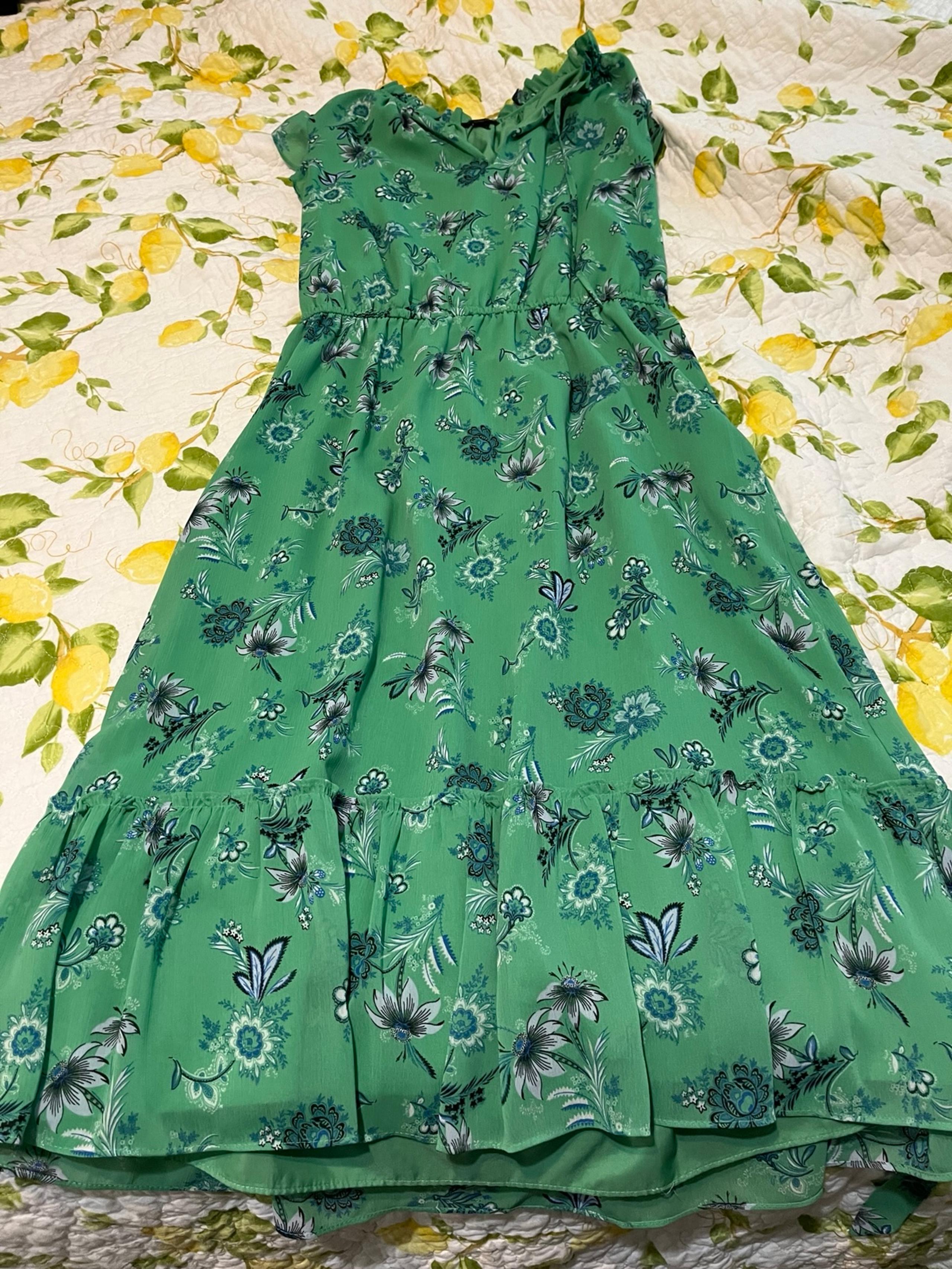 Anne Taylor Green Floral Dress