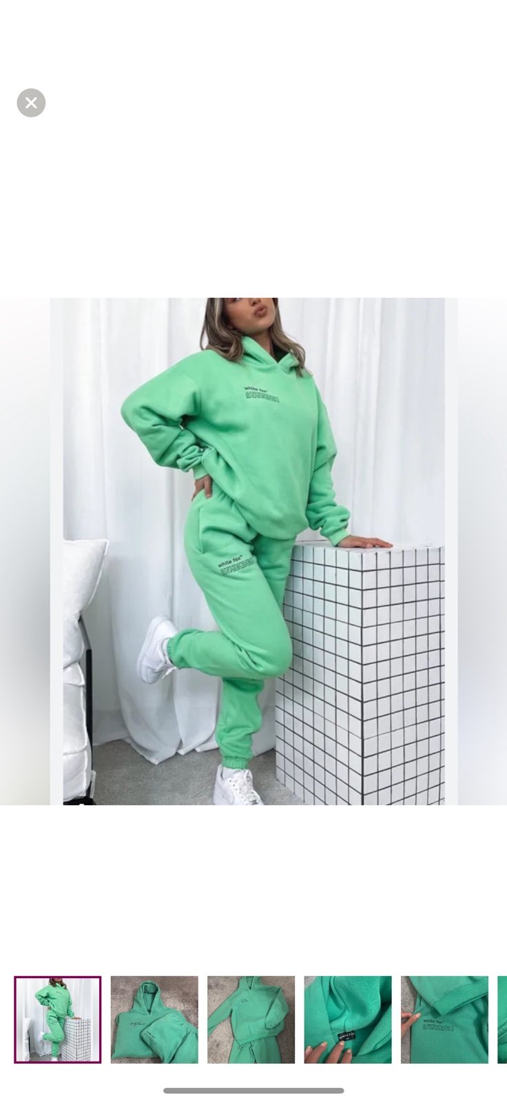 White fox green hoodie and sweatpant set
