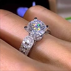 New Halo 925 Silver Round Diamond Ring