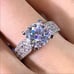 New Halo 925 Silver Round Diamond Ring