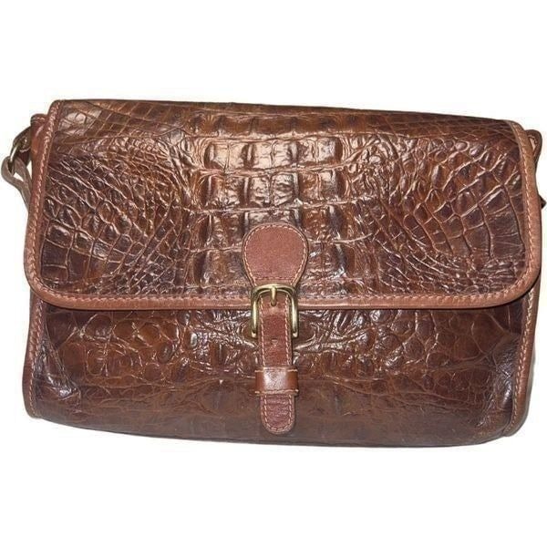 Vintage Brahmin Crocodile Pattern Leather Shoulder/Crossbody Purse
