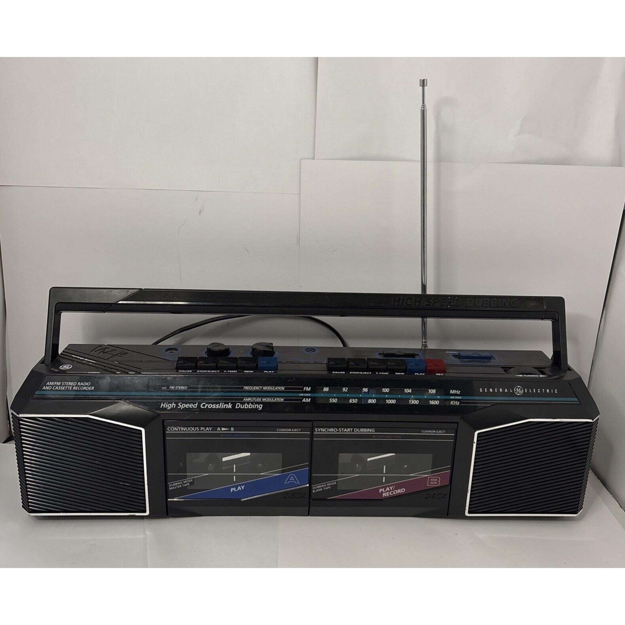 Vintage General Electric Model #3-5630 Boombox AM FM Radio, Double Cassette